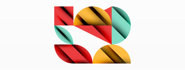 Aufkleber - Circle, square and flower petal geometric background. Round shapes composition for wallpaper, banner, background or landing