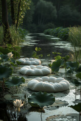 Canvas Print - Comfortable mattress in the pond