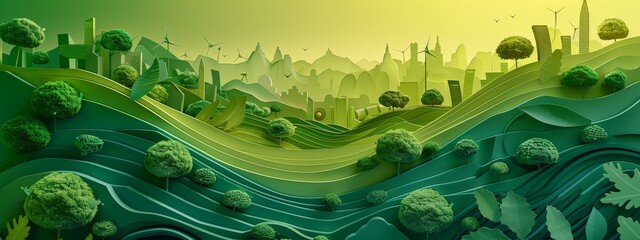 Wall Mural - City with river, trees on opposite bank