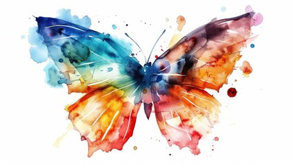 Canvas Print - Butterfly painted with watercolors set against a white background