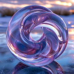 Canvas Print - Glass Ball with Swirling Patterns, Artistic Sculpture for Decoration, Artistic Sculpture for Decora