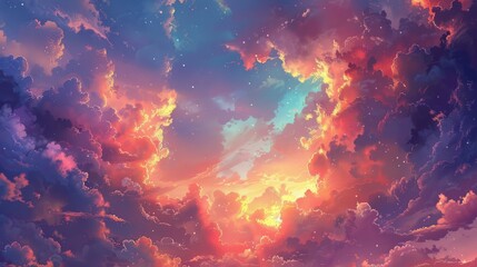 Wall Mural - Colorful clouds during sunset