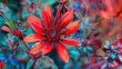 © 2rogan - Vivid red blossom magnified on a garden bed