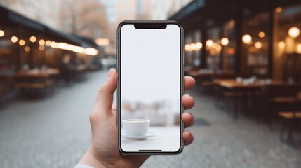 Poster - hand holding an iphone, mockup, 