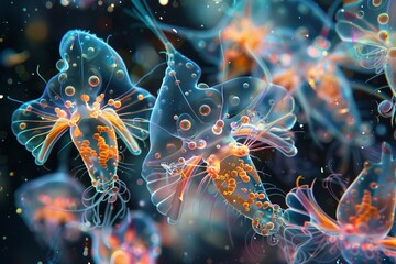 Macro Oceanic Creatures: Capture the diverse array of creatures living in the depths of the ocean. 