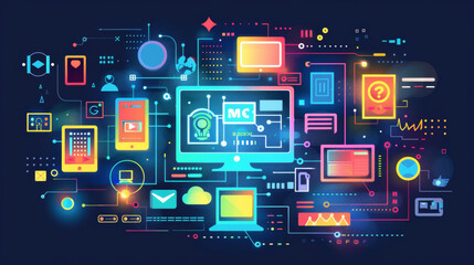 Wall Mural - Vector illustration of web design and development.	
