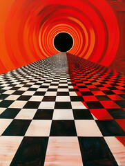 Poster - Abstract space tunnel background with exaggerated colors