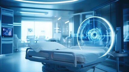 Poster - medical in hospital with medical technology network concept.
