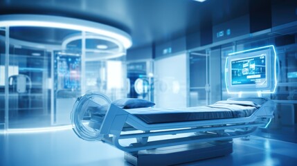Poster - medical in hospital with medical technology network concept.