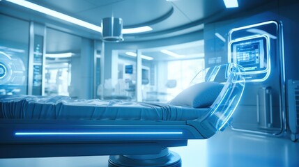 Poster - medical in hospital with medical technology network concept.