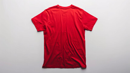 Wall Mural - Red cotton T-shirt from back view on a white background