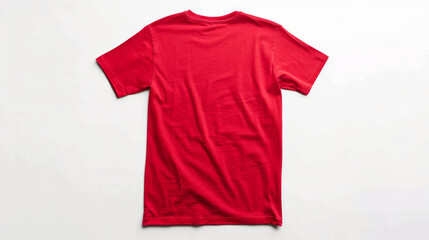 Wall Mural - Red cotton T-shirt from back view on a white background