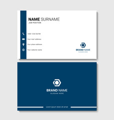Wall Mural - Modern business card layout design with blue accents. Vector illustration