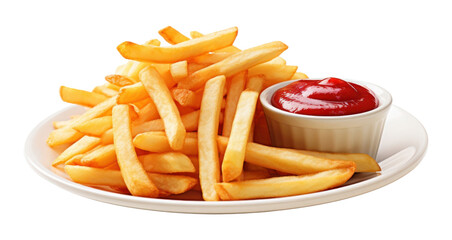 Poster - PNG French fries ketchup food white background.