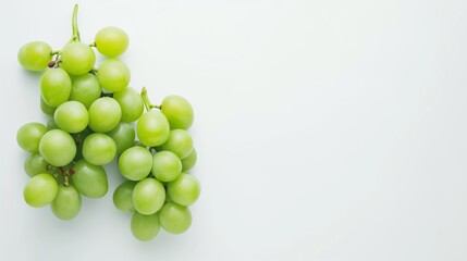 Wall Mural - Two bunches of green grapes on a white background.