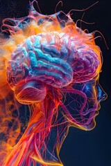 Wall Mural - Captivating and Vivid MRI Scan of the Complex Human Brain Neural Network