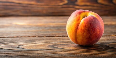 Wall Mural - Close-up of a ripe peach on a wooden table , fruit, fresh, juicy, peach, delicious, sweet, tropical, vibrant, healthy