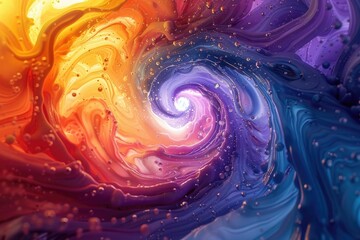 Poster - Captivating swirling vortex of multicolored liquid patterns creating a sense of endless depth motion and visual intrigue  Vibrant abstract and mesmerizing digital art