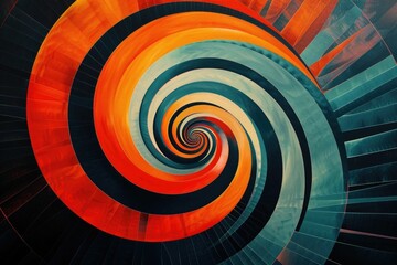 Poster - Visually captivating abstract spiral patterns composed of a blend of bold contrasting colors generating a mesmerizing psychedelic effect and a sense of movement and energy