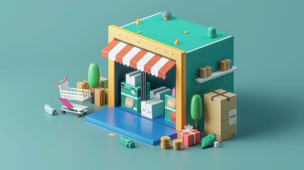 Poster - Streamlined Checkout Process in 3D Ecommerce Interface Design   Highlighting Ease of Use and Efficient Steps for Placing Online Orders