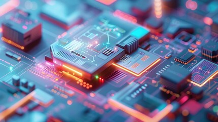 Poster - Secure and Seamless 3D Payment Gateway Demonstrating Digital Transaction Processes  Futuristic visualization of secure financial technology electronic circuits