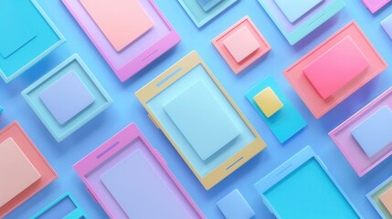 Poster - A vibrant and visually appealing background image with various colorful square shapes, perfect for showcasing social media ads and announcements. Generative AI