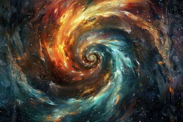 Poster - a painting of a colorful spiral in space