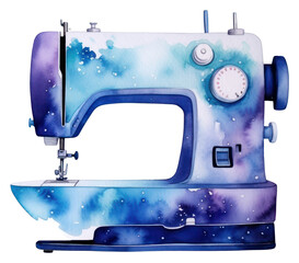 Sticker - PNG  Galaxy element of sewing machine in Watercolor white background technology creativity.