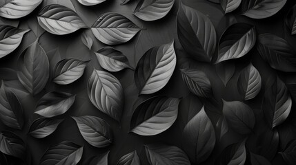 Digital illustration of tropical leaves with abstract black leaves for flat lay dark nature concept tropical leaf