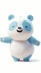 Wall Mural - A white and blue panda bear toy standing up