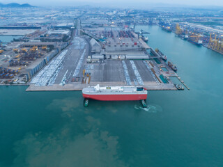 cargo ship, cargo container in warehouse harbor at thailand .