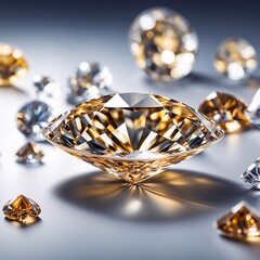 Wall Mural - golden jewelry with diamonds