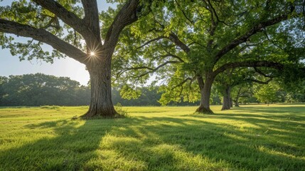 Wall Mural - Field with Big Trees