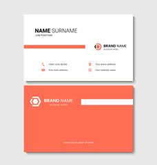 Fototapete - Orange and white modern business card layout design. Vector