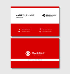 Fototapete - Red and white modern business card layout design. Vector