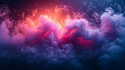 Wall Mural - Colorful violet purple and pink background banner with abstract smoke fog or clouds in the center and dark border