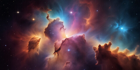 Poster - Colorful-nebula-with-swirling-clouds-of-gas