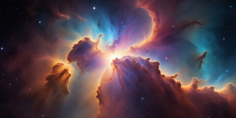 Poster - Colorful-nebula-with-swirling-clouds-of-gas