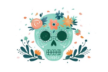 Wall Mural - A creative illustration about death and flowers, fantasy and unique