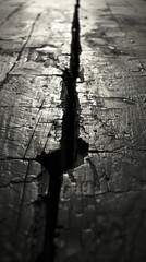 Wall Mural - Close-Up of a Deep Crack in Weathered Wood