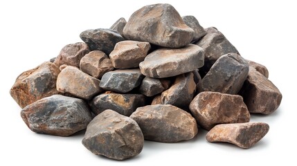 Wall Mural - side view on pile of rocks isolated on white background