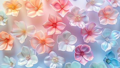 Poster - Seamless background with colorful flowers. 3D illustration