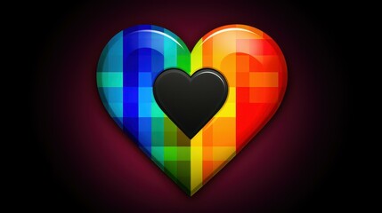 Wall Mural - Illustration of a digital pride icon with a rainbowcolored heart inside a speech bubble, symbolizing love and acceptance.