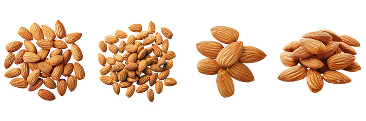 Set of almonds  on a transparent background