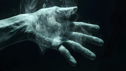 ghost hand on the black background, 8k, hd