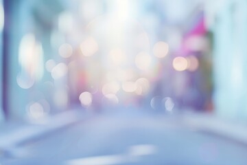 Wall Mural - An empty street bathed in sunlight, with adefocused background ideal for celebrating holidays and summer. Cool colors and a blurred texture.