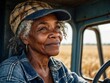© Plutmaverick - A black elderly woman farmer smiling in a field.