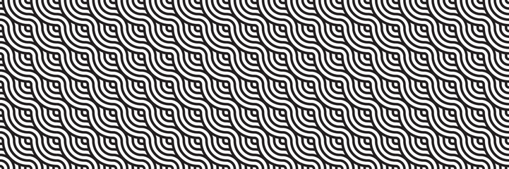 Canvas Print - Black and White Geometric Seamless Pattern Background