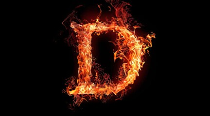 Fototapete - The letter D is made out of fire. It is a very bold and striking letter. The fire adds a sense of danger and excitement to the letter