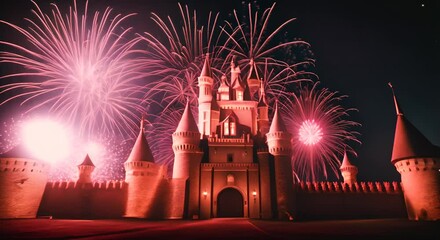 Wall Mural - Castle with fireworks.